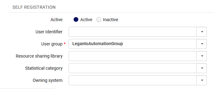 The self registration fields.